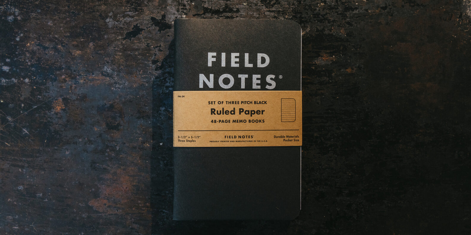 Field Notes Notizhefte Pitch Black, 3er-Pack, liniert