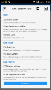 Offroad-Navigation mit Android - Locus Kartendownload Auswahl