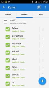 Offroad-Navigation mit Android - Locus Offline Kartenauswahl und Management