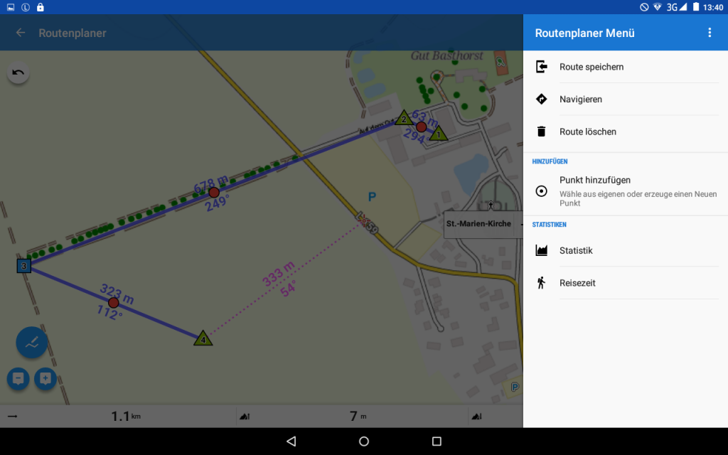 Locus Map Pro - Version 3.26.2 - Auch eigene Punkte aus der Wegpunkt-Datenbank können hinzugefügt werden.