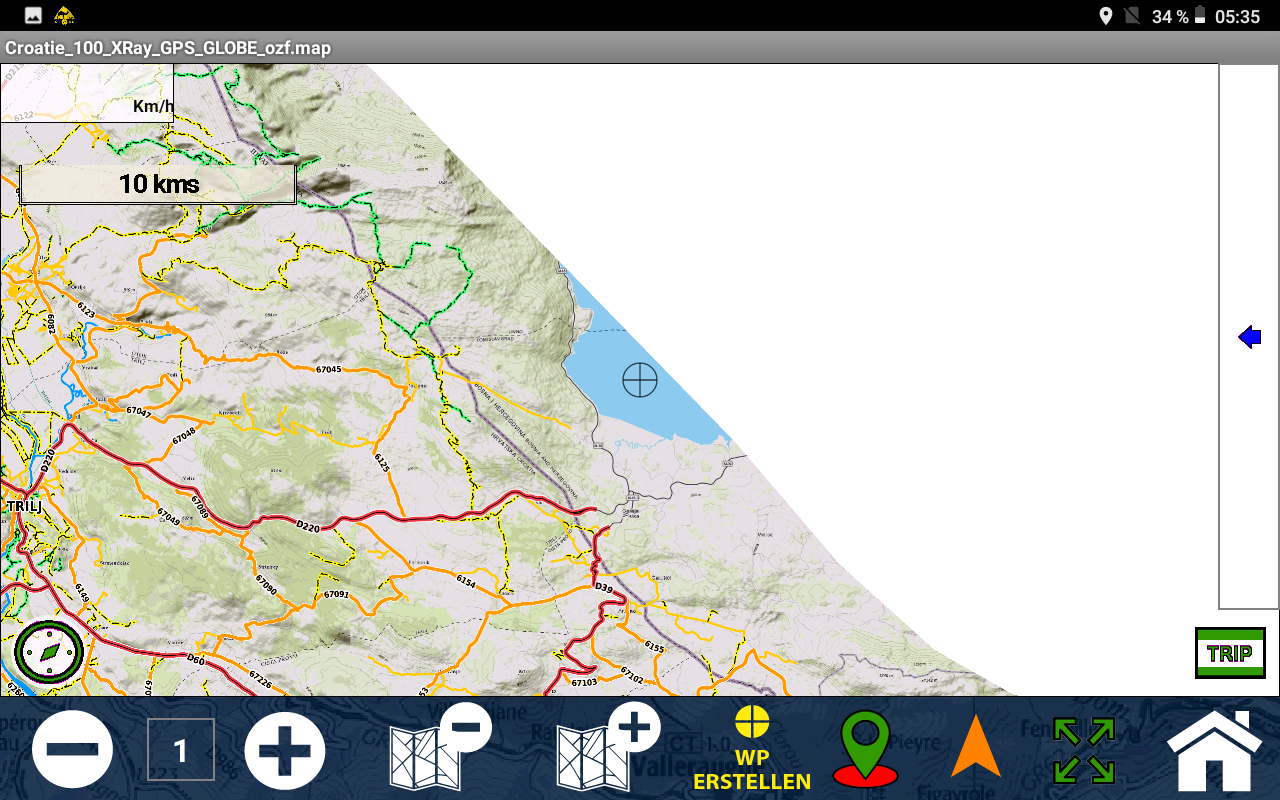 GPS Globe X8 im Test - Keine zusammenhängenden Karten und kein automatischer Kartenwechsel.