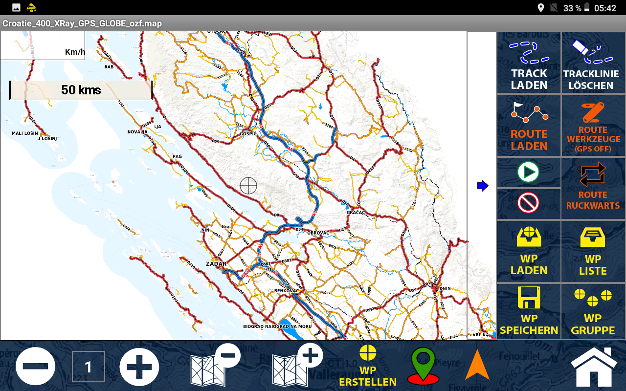 Der Arbeitsbereich der GPS Globe-App.