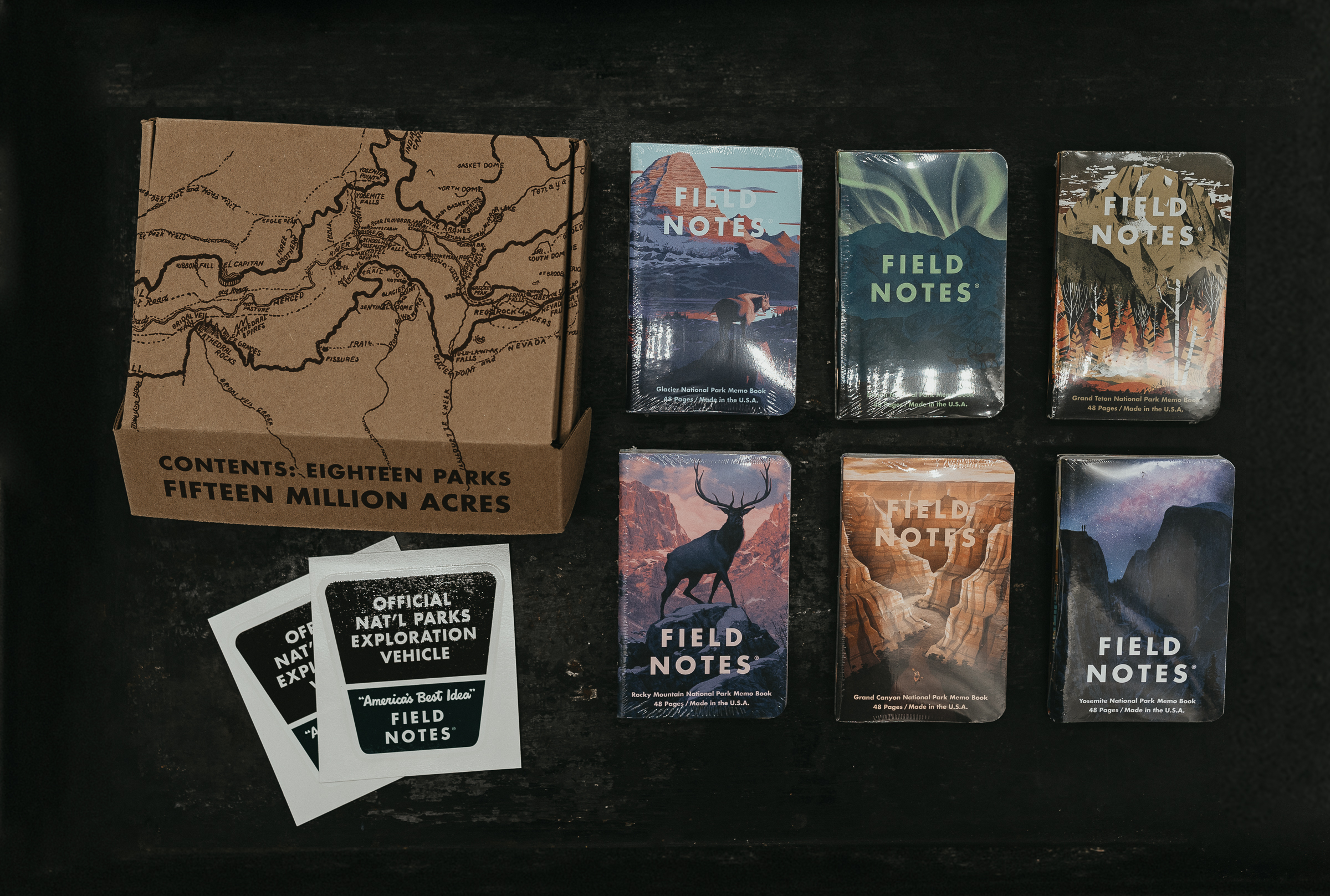 Field Notes National Parks Box mit allen Notizbuch-Motiven