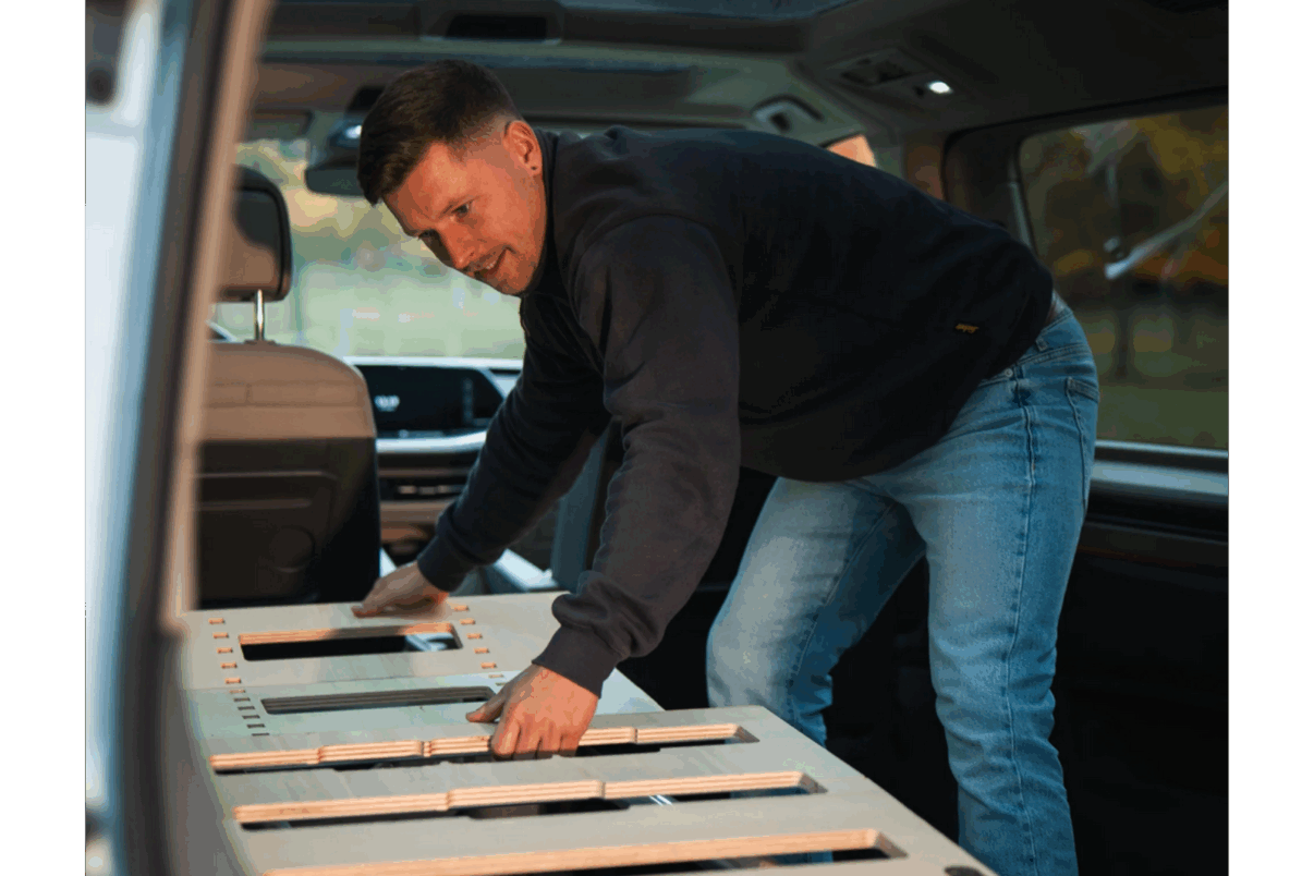 Das Bett ist schnell ausgeklappt.